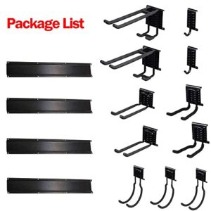 Ultrawall 13 PCS Tool Storage Rack, 64 Inches Adjustable Garage Organization Wall Mounted Storage System with 9 Hooks, Heavy Duty Steel Garden Tool Organizer Wall Holders