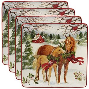 certified international - 22800set4 certified international christmas on the farm 10.5" dinner plate, set of 4, one size, mulicolored