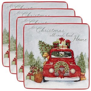 certified international home for christmas 10.5" dinner plate, set of 4, multicolor