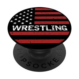 wrestling usa american flag sport fan gift pop socket popsockets popgrip: swappable grip for phones & tablets
