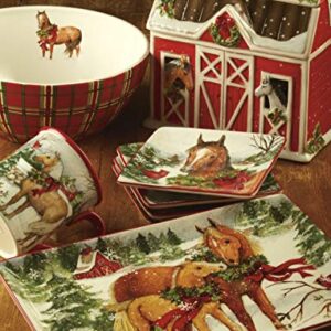 Certified International 22802SET4 Christmas on The Farm 5.5" Ice Cream Bowl, Set of 4 Assorted Designs, One Size, Mulicolored, 2oz