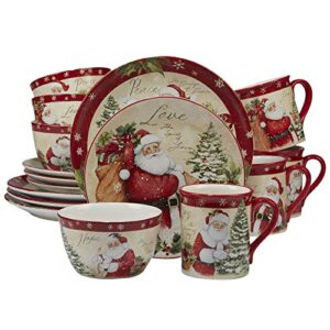certified international 89127 holiday wishes 16 piece dinnerware set, set of 4, one size, mulicolored