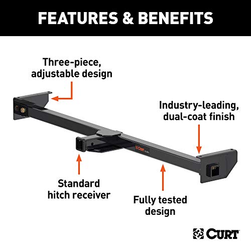 CURT 13704 Camper Adjustable Trailer Hitch RV Towing, 2-Inch Receiver, 5,000 lbs., Fits Frames up to 66 Inches Wide