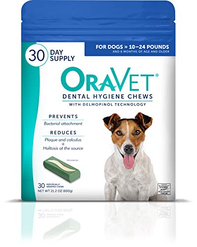 ORAVET Dental Chews for Dogs, Oral Care and Hygiene Chews (Small Dogs, 10-24 lbs.) Blue Pouch, 30 Count