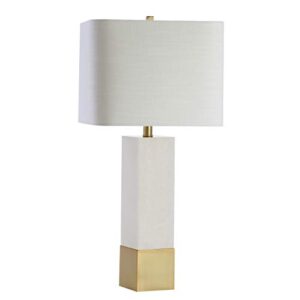 jonathan y jyl5009a jeffrey 29" metal/marble led table lamp contemporary transitional bedside desk nightstand lamp for bedroom living room office college bookcase led bulb included, brass gold/white