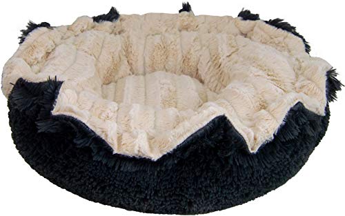 Bessie and Barnie Ultra Plush Natural Beauty/Wolfhound Grey Deluxe Luxury Shag Dog/Pet Lily Pod Bed Machine Washable