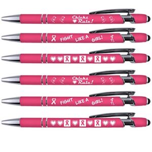 greeting pen breast cancer awareness pens- soft touch, 3 design 6 pen set 36082