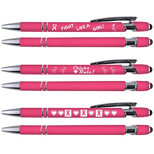 Greeting Pen Breast Cancer Awareness Pens- Soft Touch, 3 Design 6 Pen Set 36082
