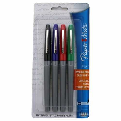 Paper Mate Flair Felt Tip Pen, Ultra Fine Point, Core Colors, 8 Count