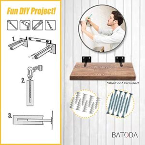 BATODA 6" Floating Shelf Bracket (4 pcs) – Solid Steel Blind Shelf Supports - Hidden Brackets for Floating Wood Shelves - Blind Shelf Support - Shelving Mounting Hardware Included (Pack 4)