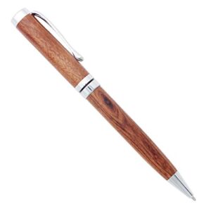 Gullor Handcrafted Rosewood Retractable Ballpoint Pen, Natural Wood Pen, Silver Clip