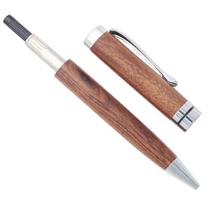 Gullor Handcrafted Rosewood Retractable Ballpoint Pen, Natural Wood Pen, Silver Clip