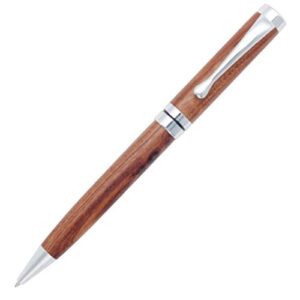 Gullor Handcrafted Rosewood Retractable Ballpoint Pen, Natural Wood Pen, Silver Clip