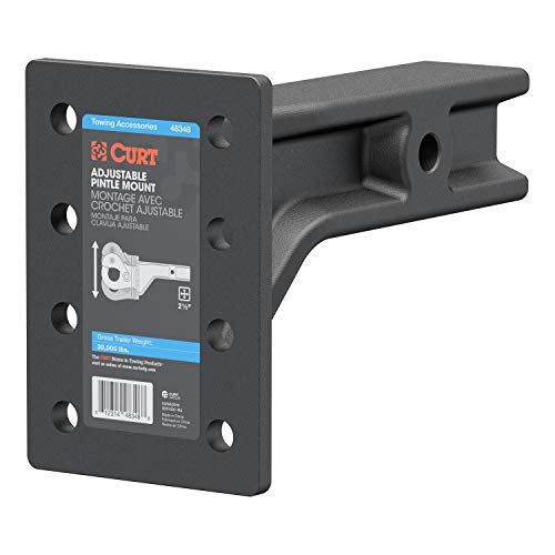 CURT 48348 Adjustable Pintle Mount for 2-1/2-Inch Hitch Receiver, 20,000 lbs, 7-1/4-Inch Height, 10-3/4-Inch Length