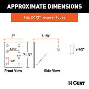 CURT 48348 Adjustable Pintle Mount for 2-1/2-Inch Hitch Receiver, 20,000 lbs, 7-1/4-Inch Height, 10-3/4-Inch Length