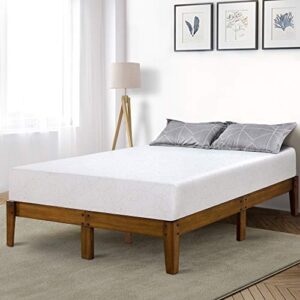 primasleep 14 inch solid wood platform bed frame/anti-slip support/no box spring needed/easy to set, full, light brown