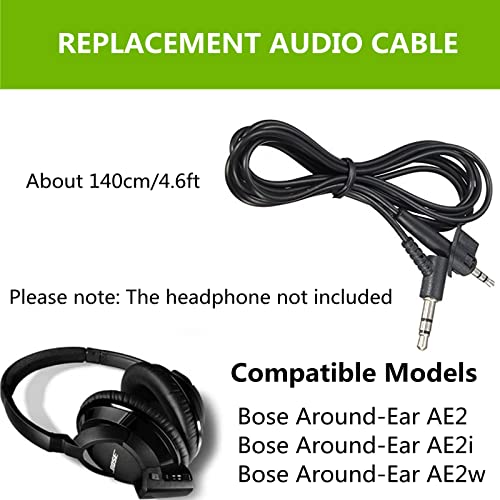 AE2 Cord Replacement AUX Cable Silver Plated Upgrade Audio Lead Compatible with Bose AE2 AE2i AE2w Headphones(Black)