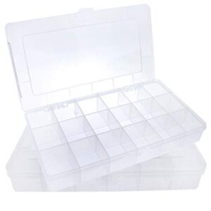 Xiaoyztan 2 Pcs 18-Grid Plastic Storage Cases Multifunctional Container Boxes for Small Components Jewelry Sweets Medicine (8" x 4.7" x 1.3")