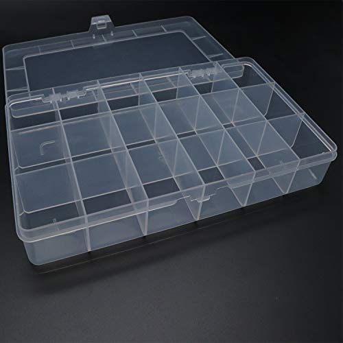 Xiaoyztan 2 Pcs 18-Grid Plastic Storage Cases Multifunctional Container Boxes for Small Components Jewelry Sweets Medicine (8" x 4.7" x 1.3")