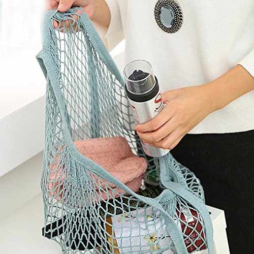 BYETIVE Net Shopping Bag Reusable Grocery Bags Net Storage Bag Long Handle Cotton Mesh Net Tote Bag Fruit Vegetable Net Bags Organizer