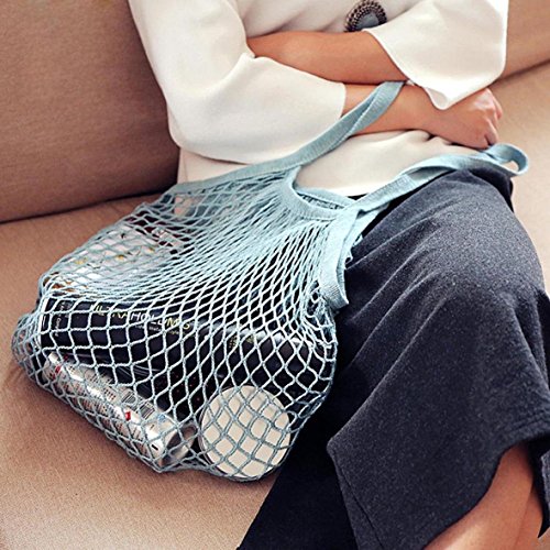 BYETIVE Net Shopping Bag Reusable Grocery Bags Net Storage Bag Long Handle Cotton Mesh Net Tote Bag Fruit Vegetable Net Bags Organizer