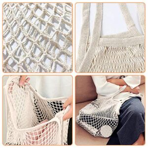 BYETIVE Net Shopping Bag Reusable Grocery Bags Net Storage Bag Long Handle Cotton Mesh Net Tote Bag Fruit Vegetable Net Bags Organizer