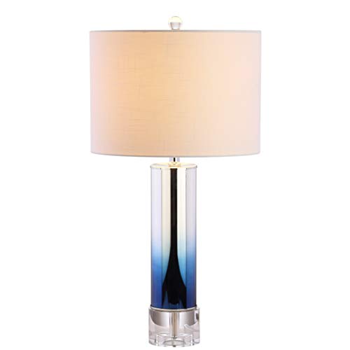 JONATHAN Y JYL1069A Edward 27" Glass/Crystal LED Table Lamp Contemporary Transitional Bedside Desk Nightstand Lamp for Bedroom Living Room Office College Bookcase LED Bulb Included, Blue