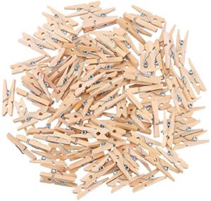 ccinee 200 pcs wooden craft clothespins, 1 inch bulk small sturdy wood clips for hanging photos crafts projects making