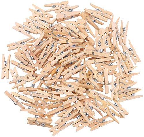 CCINEE 200 Pcs Wooden Craft Clothespins, 1 Inch Bulk Small Sturdy Wood Clips for Hanging Photos Crafts Projects Making