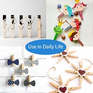 CCINEE 200 Pcs Wooden Craft Clothespins, 1 Inch Bulk Small Sturdy Wood Clips for Hanging Photos Crafts Projects Making