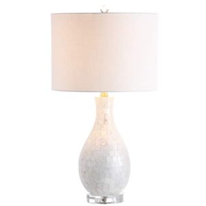 jonathan y jyl1058a josephine 26.5" seashell led table lamp coastal contemporary bedside desk nightstand lamp for bedroom living room office college bookcase led bulb included, white