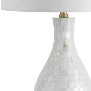 JONATHAN Y JYL1058A Josephine 26.5" Seashell LED Table Lamp Coastal Contemporary Bedside Desk Nightstand Lamp for Bedroom Living Room Office College Bookcase LED Bulb Included, White