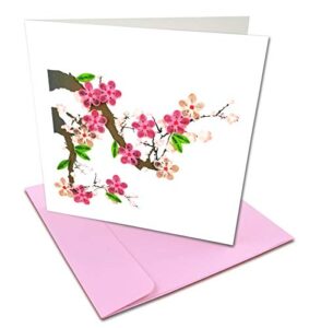 cherry blossom quilling greeting card, 6x6" with envelope. any occasion. blank inside. hand-made. suitable for framing.
