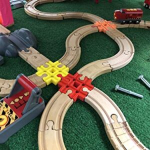 TrainLab Cross Track Connector with Dog Bones for Wooden Railway (Red)