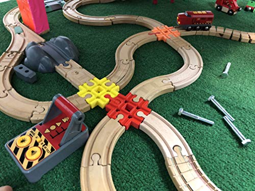 TrainLab Cross Track Connector with Dog Bones for Wooden Railway (Red)