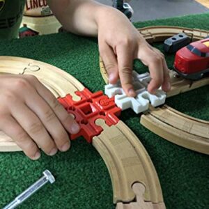 TrainLab Cross Track Connector with Dog Bones for Wooden Railway (Red)