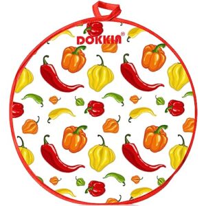 dokkia tortilla warmer taco 12 inch insulated cloth pouch - microwavable use fabric bag to keep food warm (12 inch, carnival fiesta themed chili pepper party)