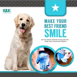 KENNELS & KATS Pet Grooming Gloves | Deshedding Glove for Easy, Mess-Free Grooming | Grooming Mitt for Dogs, Cats, Rabbits & Horses with Long/Short/Curly Hair | Pet Hair Gloves for Pet Hair Removal