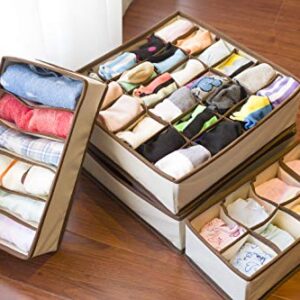 Amelitory Underwear Organizer Drawer Divider Foldable for Bras Panties Socks 4 Set, Beige