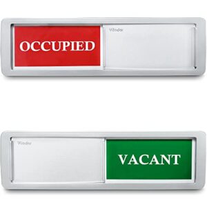 privacy sign, vacant occupied sign for bathroom door, magnetic & sticky slider for home office restroom conference hotles hospital, tells whether room vacant or occupied, 7'' x 2'' - silver