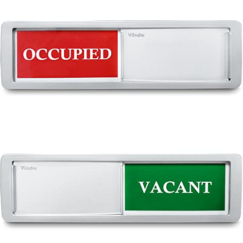 Privacy Sign, Vacant Occupied Sign for Bathroom Door, Magnetic & Sticky Slider for Home Office Restroom Conference Hotles Hospital, Tells Whether Room Vacant or Occupied, 7'' x 2'' - Silver