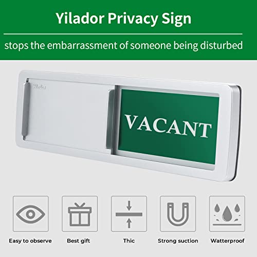 Privacy Sign, Vacant Occupied Sign for Bathroom Door, Magnetic & Sticky Slider for Home Office Restroom Conference Hotles Hospital, Tells Whether Room Vacant or Occupied, 7'' x 2'' - Silver