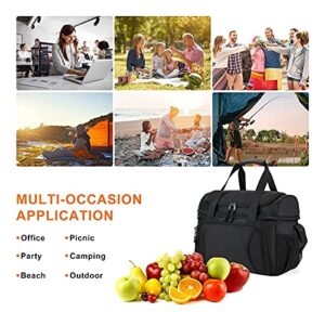 F40C4TMP Double Leaves 36 Cans Extra Large Flight Attendant Lunch Bag Crew Cooler, Insulated Lunch Bag for Men Lunch Box Travel Cooler Bag Soft Luggage Pilot for Work Camping Sports Picnic Black