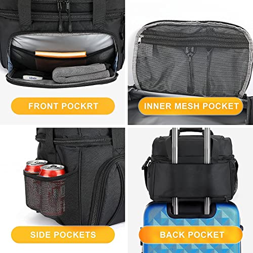 F40C4TMP Double Leaves 36 Cans Extra Large Flight Attendant Lunch Bag Crew Cooler, Insulated Lunch Bag for Men Lunch Box Travel Cooler Bag Soft Luggage Pilot for Work Camping Sports Picnic Black