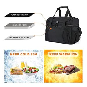 F40C4TMP Double Leaves 36 Cans Extra Large Flight Attendant Lunch Bag Crew Cooler, Insulated Lunch Bag for Men Lunch Box Travel Cooler Bag Soft Luggage Pilot for Work Camping Sports Picnic Black