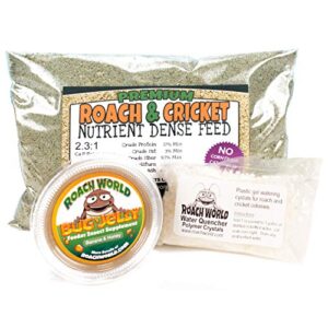 roach chow for dubia & crickets with super foods bundle - .5 lb dry chow - insect water crystals - 1 bug jelly (honey banana)