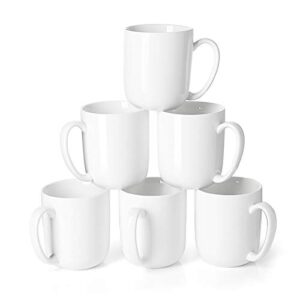 sweese 604.001 porcelain mugs for coffee, tea, cocoa, 15 ounce, set of 6, white