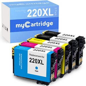 mycartridge remanufactured replacement for epson 220 220xl t220xl ink cartridge (2 black, 1 cyan, 1 magenta, 1 yellow, 5 pk) fit for epson workforce wf-2630 wf-2650 wf-2750 wf-2760 xp-320 printer