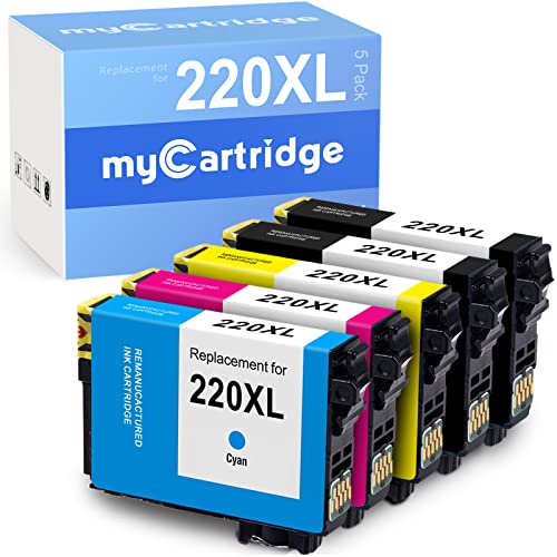 myCartridge Remanufactured Replacement for Epson 220 220XL T220XL Ink Cartridge (2 Black, 1 Cyan, 1 Magenta, 1 Yellow, 5 Pk) Fit for Epson Workforce WF-2630 WF-2650 WF-2750 WF-2760 XP-320 Printer