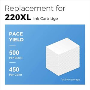 myCartridge Remanufactured Replacement for Epson 220 220XL T220XL Ink Cartridge (2 Black, 1 Cyan, 1 Magenta, 1 Yellow, 5 Pk) Fit for Epson Workforce WF-2630 WF-2650 WF-2750 WF-2760 XP-320 Printer